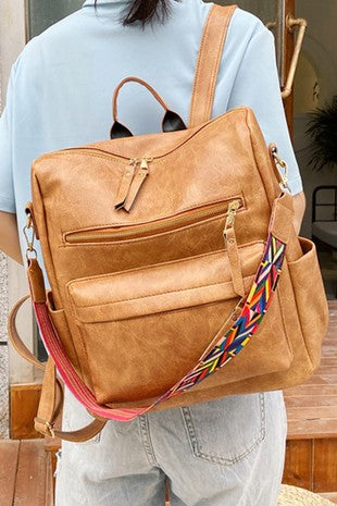 Brown Leather Backpack/ Purse