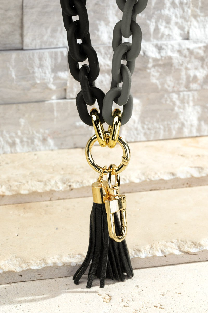 Two Tone Color Key Chain with Tassel