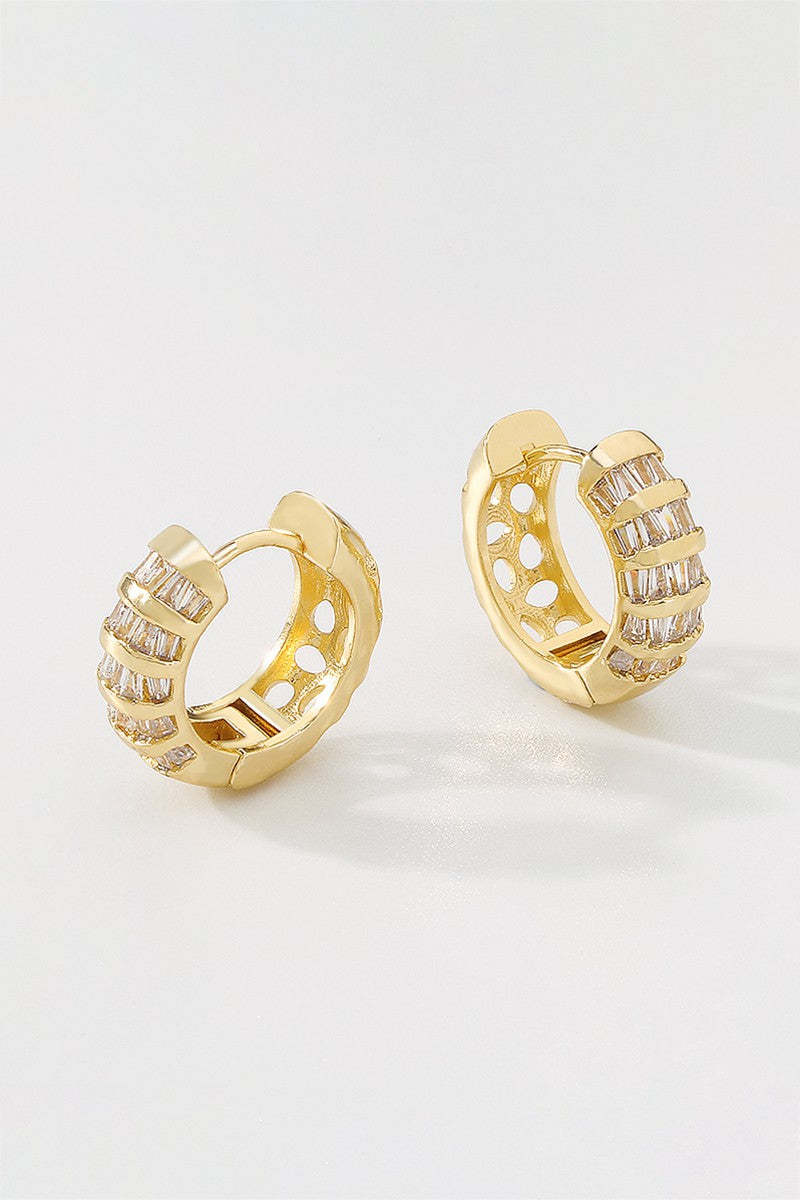 18K Gold Plated Copper Charm Hoop Earrings