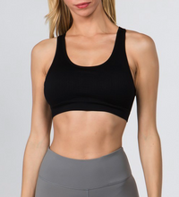 Load image into Gallery viewer, MACRAME CUT OUT SPORTS BRA- BLACK
