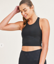 Load image into Gallery viewer, STRAP BACK CROPPED TOP WITH BUILT-IN SPORTS BRA- BLACK
