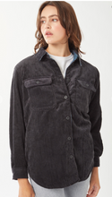 Load image into Gallery viewer, Brianne Corduroy Reversible Button Down Jacket - Black
