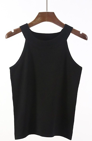 Knitted tank top - BLACK
