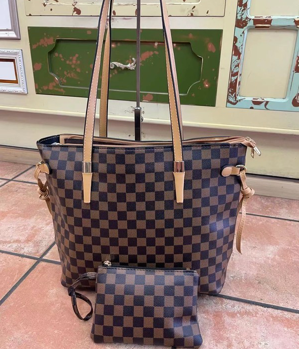 CHECKERED DESIGN TOTE BAG 2 IN 1 - LARGE