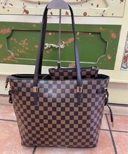 Load image into Gallery viewer, CHECKERED DESIGN TOTE BAG 2 IN 1 - LARGE
