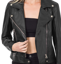 Load image into Gallery viewer, VEGAN LEATHER MOTO JACKET
