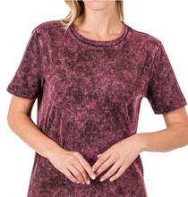Load image into Gallery viewer, COTTON MINERAL WASHED SHORT SLEEVE ROUND NECK TOP
