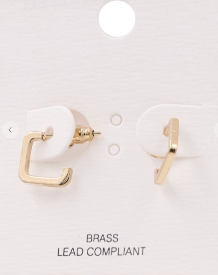 Brass Square open hoop earrings