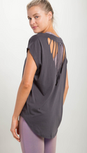 Load image into Gallery viewer, TRIANGLE BACK DETAIL CAP SLEEVE ACTIVE TOP
